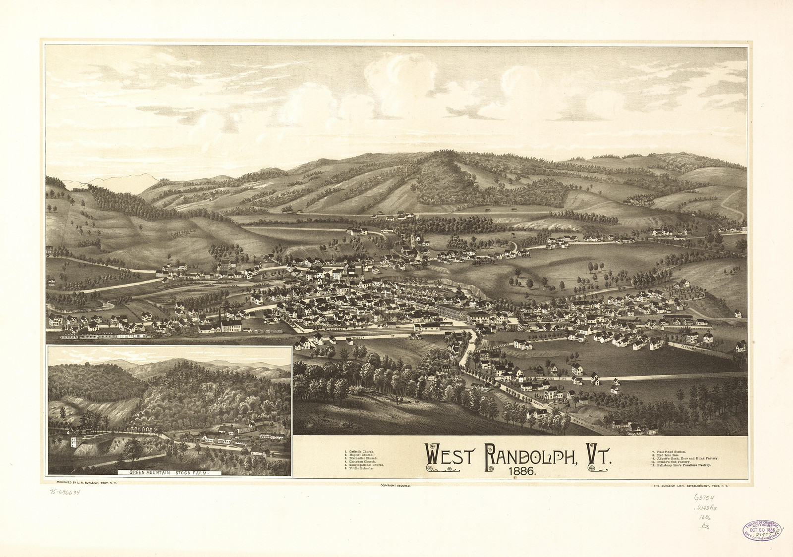 West Randolph, Vermont, 1886, 1886 — antique map