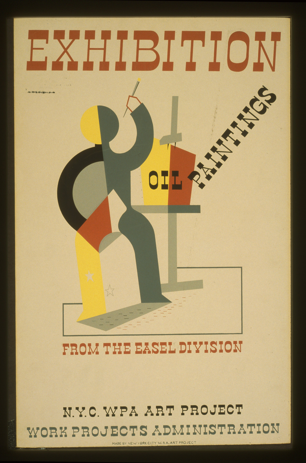Exhibition Oil paintings from the easel division (S) N.Y.C. WPA Art Project Work Projec, 1936 — vintage poster
