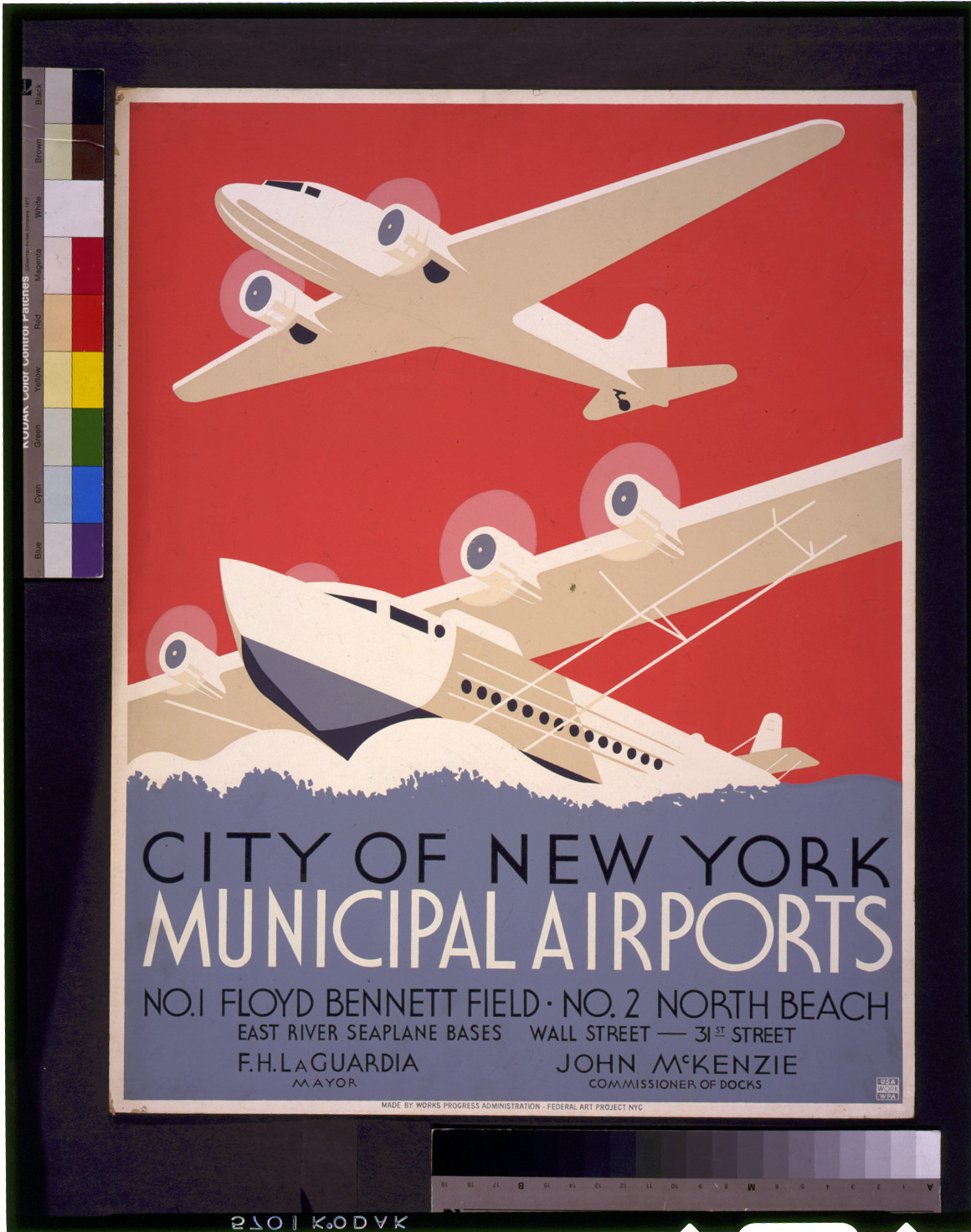 City of New York municipal airports No. 1 Floyd Bennett Field - No. 2 North Beach., NYC : Works Progress Administration Federal Art Project, [1936 or 1937] — vintage poster