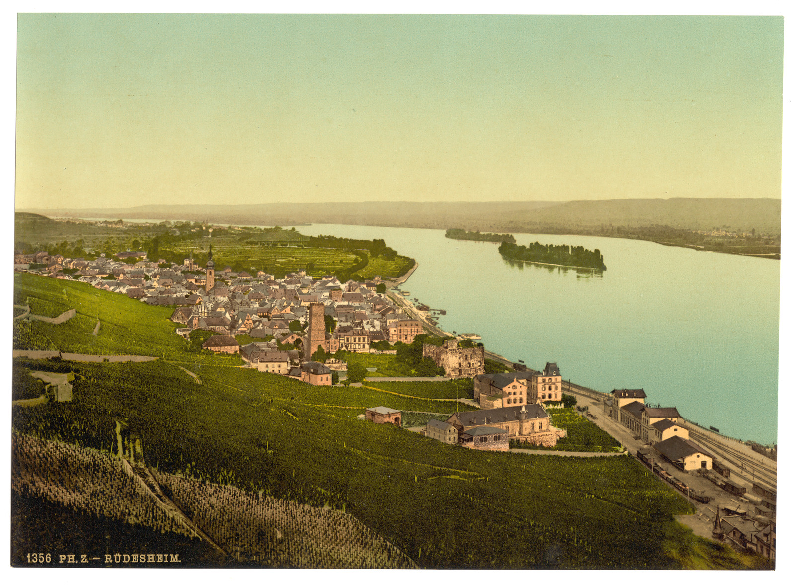 General view Rüdesheim the Rhine Germany, [between ca. 1890 and ca. 1900]. — historic print
