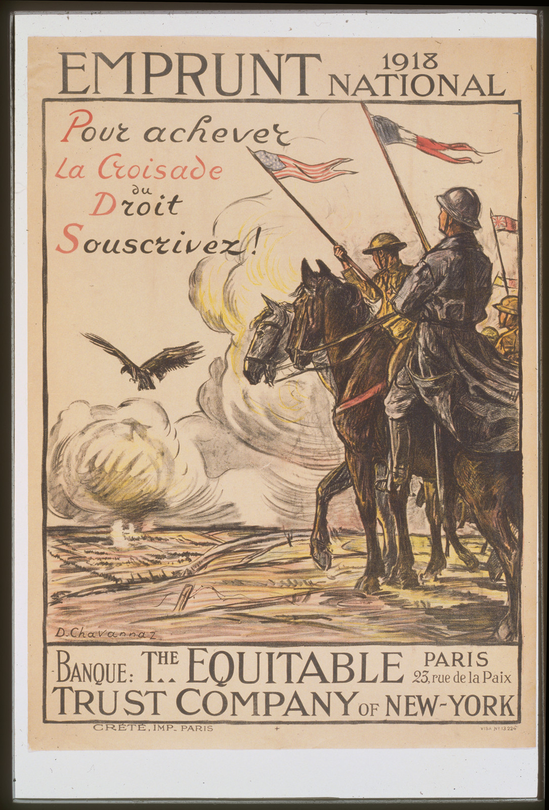Emprunt National 1918. Pour achever la croisade du droit souscrivez!, 1918 — vintage poster