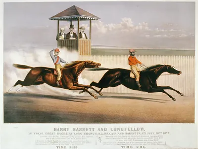 Harry Bassett and Longfellow in their great races at Long Branch, N.J., July 2nd and Saratoga, N.Y., July 16th 1872.