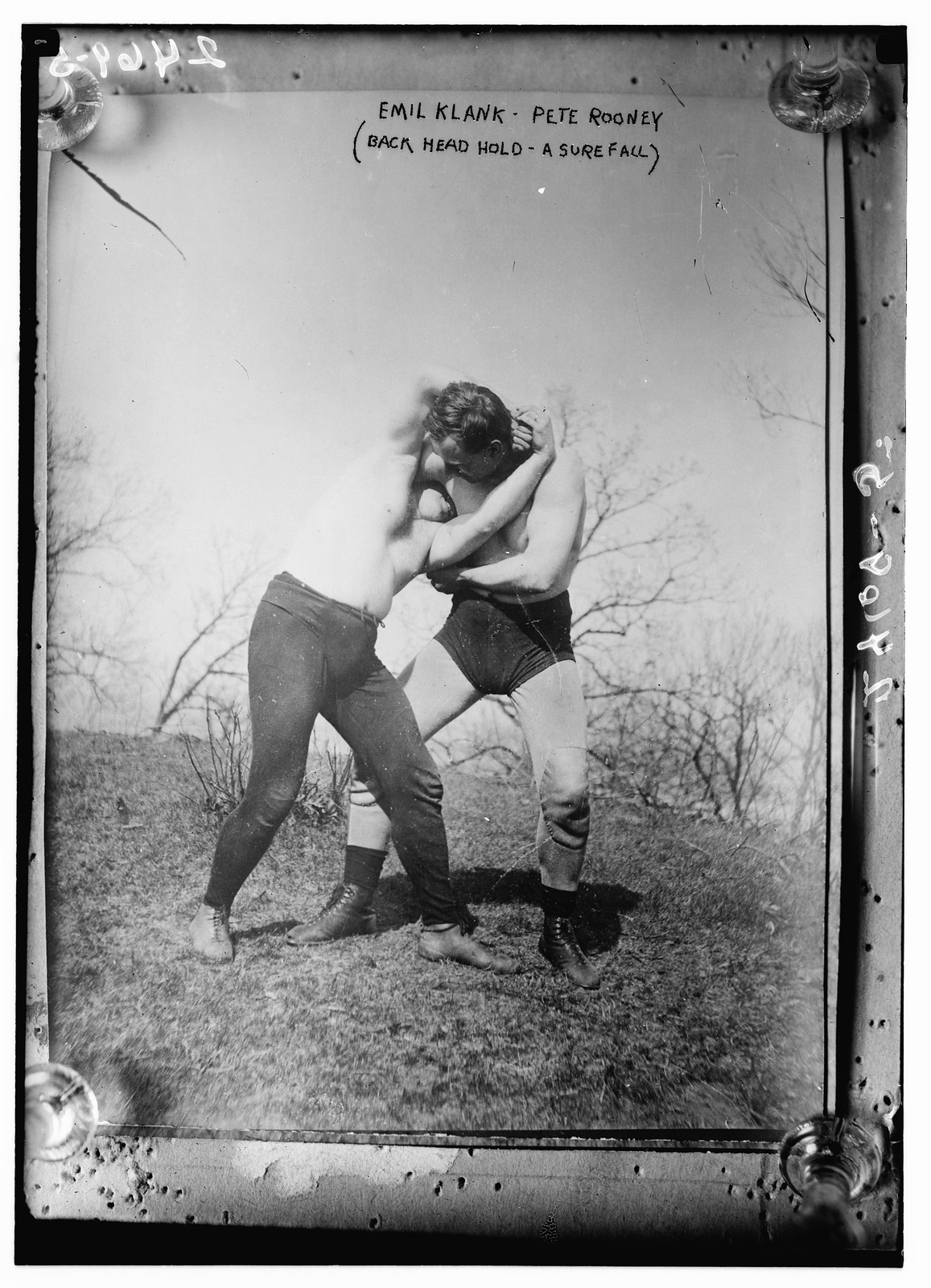 Emil Klank - Peter Rooney (back head hold - a sure fall), n/a — historic photograph