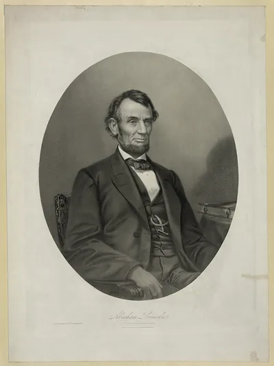 Abraham Lincoln seated oval portrait print with printed signature