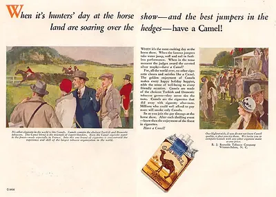 Camel cigarette magazine advertisement of horse show hunters