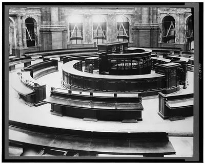[Main Reading Room under construction in the Library of Congress Thomas Jefferson Building]