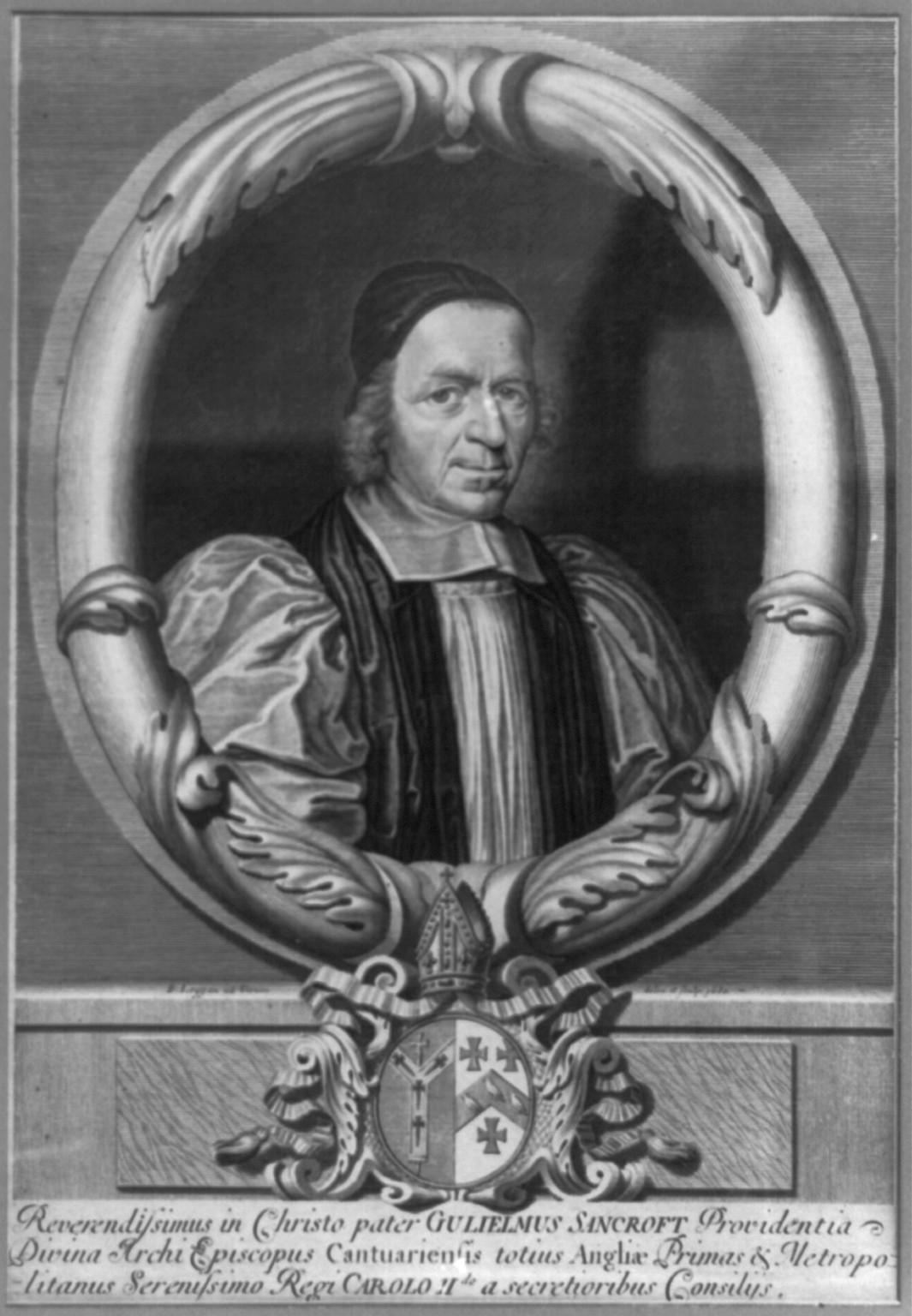 William Sandroft, Archbishop of Canterbury, [no date recorded on caption card] — antique engraving