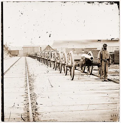 City Point Virginia. Negro soldier guarding 12-pdr. Napoleon. (Model 1857?)