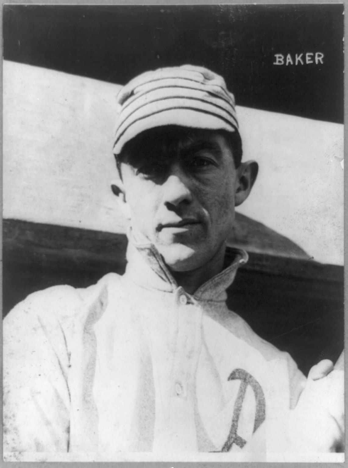 [John Franklin Baker, baseball player for Philadelphia Athletics, head-and-shoulders portrait, facing front, wearing baseball uniform], [1914] — historic photograph