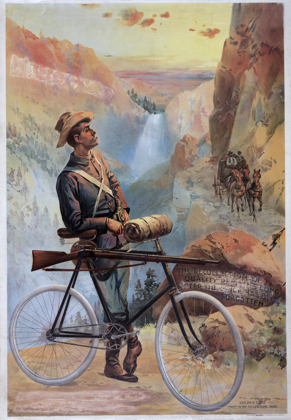 Golden Gate, sunset in the Yellowstone Park, c1897. — antique lithograph