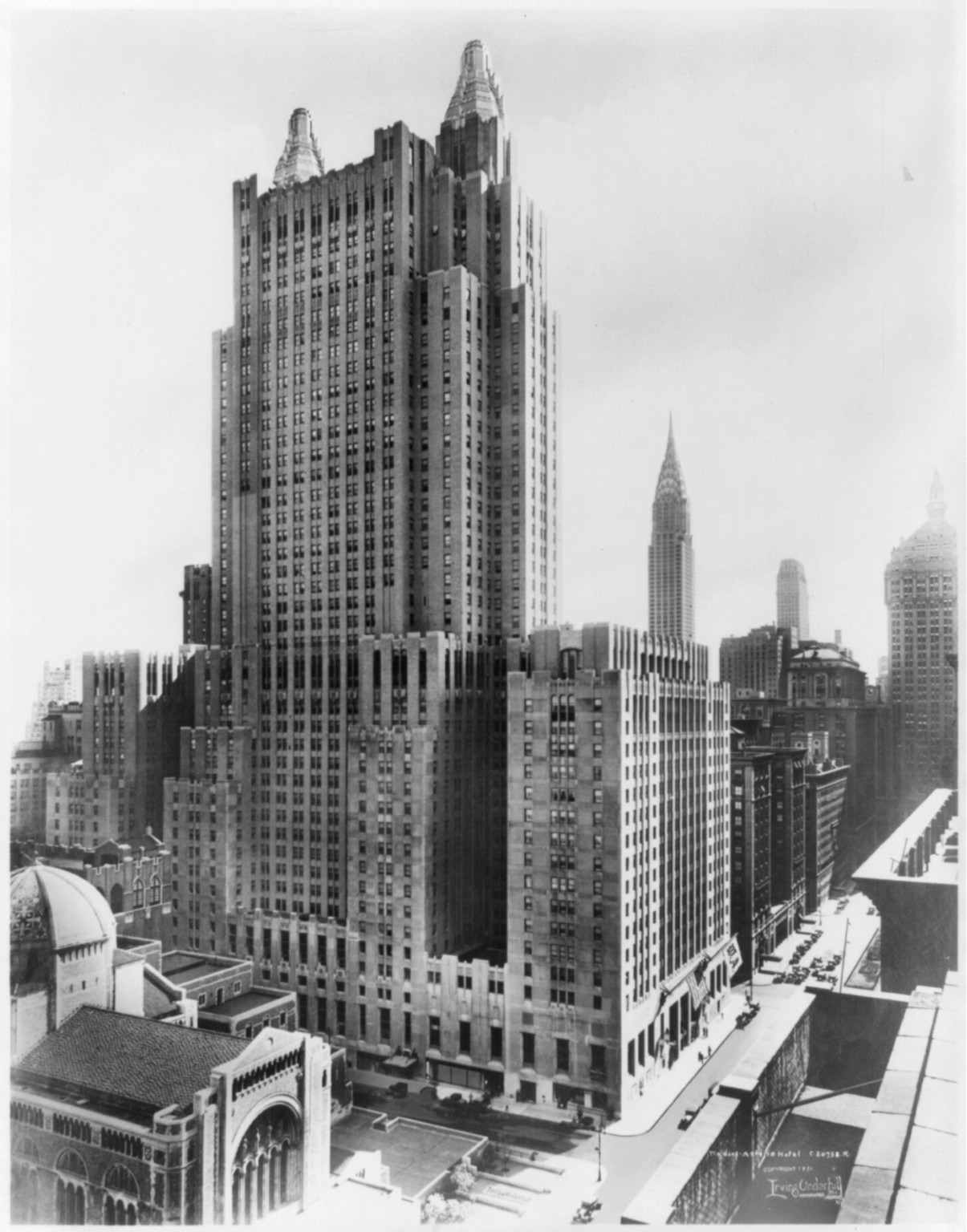[New York City: Waldorf Astoria Hotel - bird's-eye view], c1931. — historic photograph