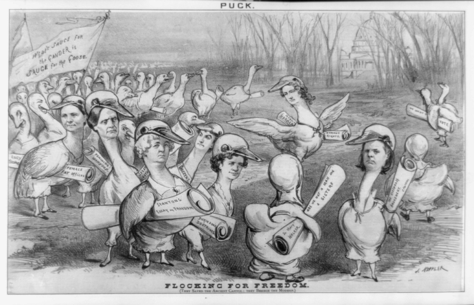 Flocking for Freedom, 1878 — antique lithograph