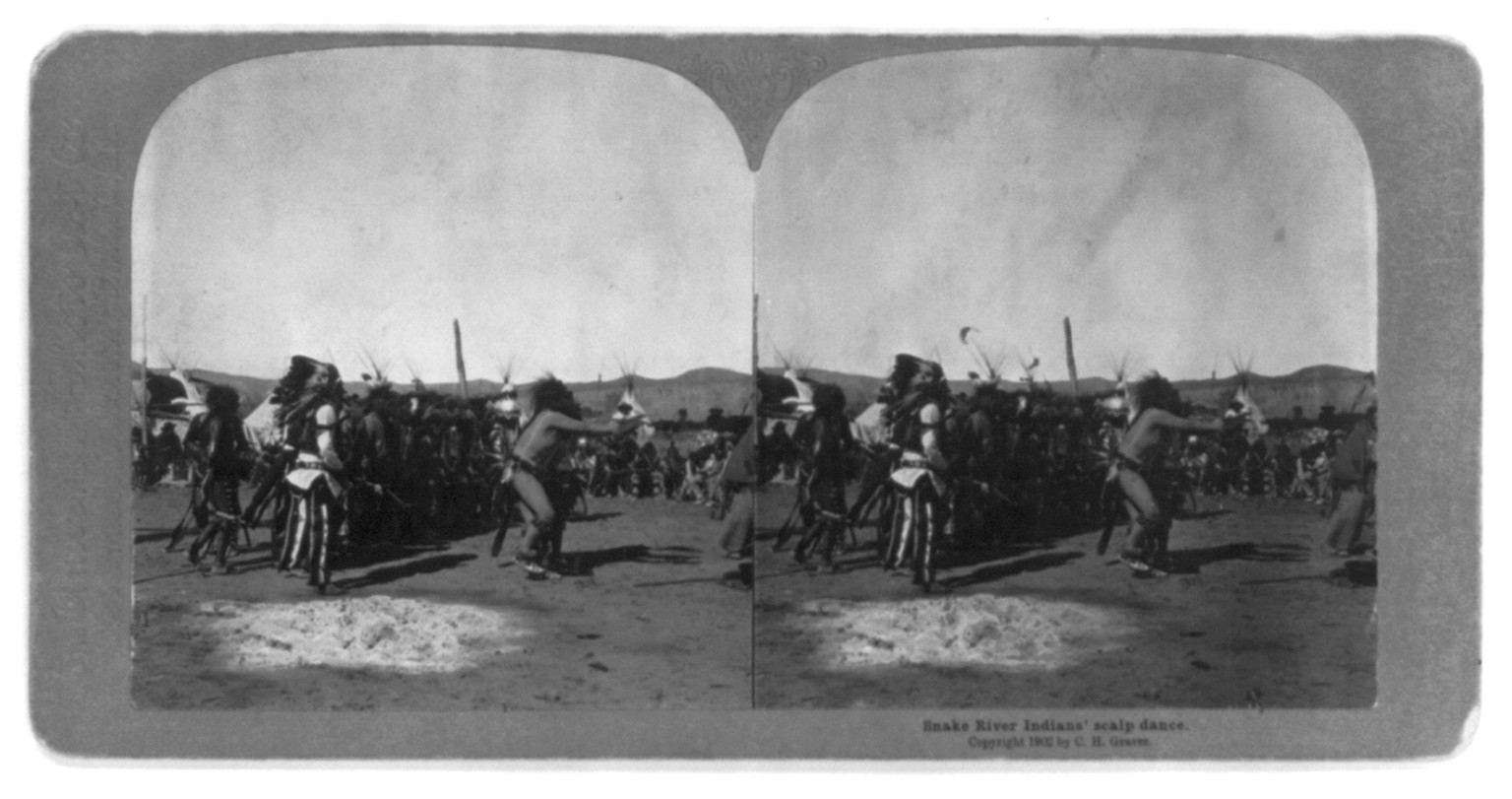 Snake River Indians' scalp dance, c1902. — historic photograph