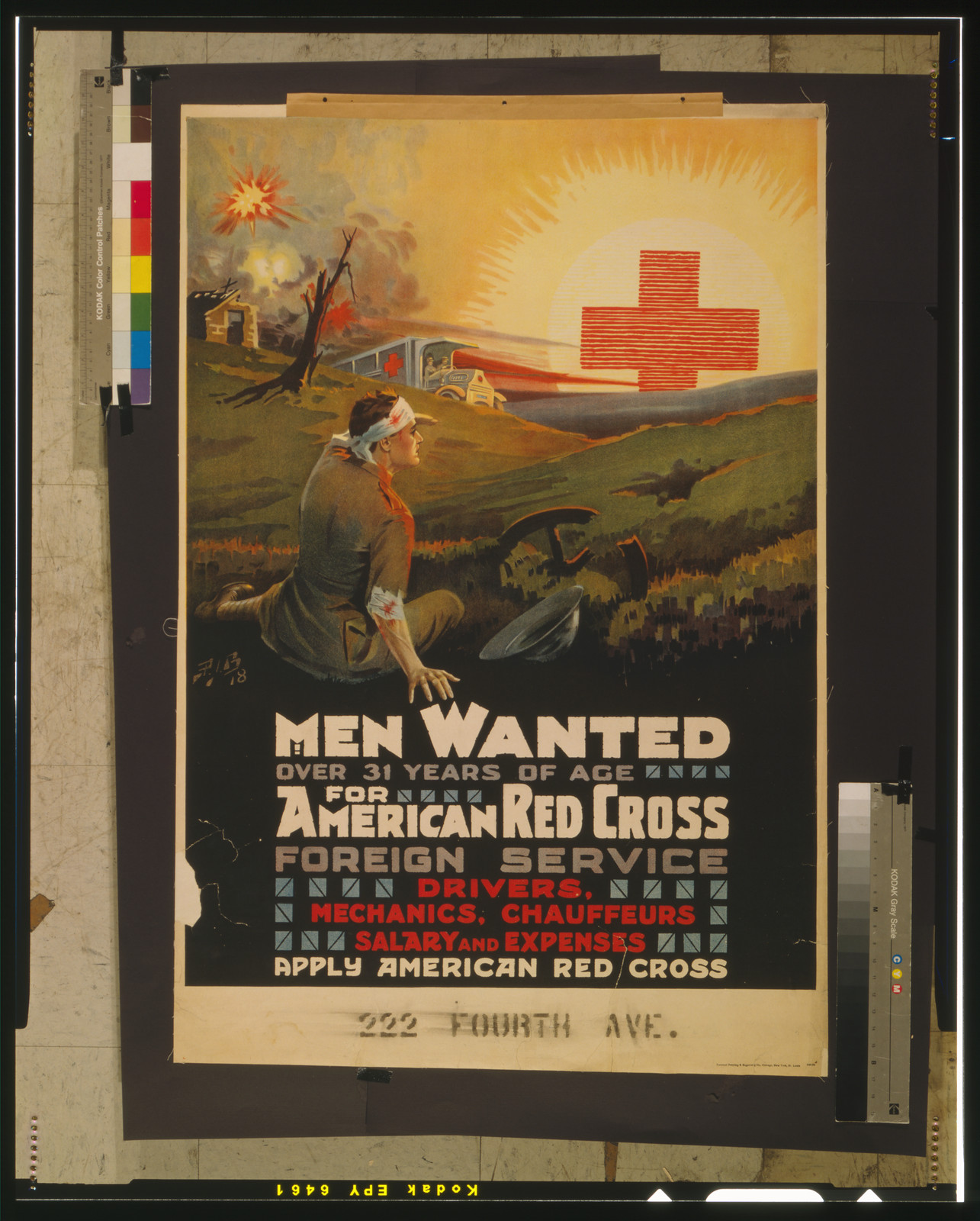 Men wanted over 31 years of age for American Red Cross foreign service / P.I.B. 18., New York ; Chicago ; St. Louis : National Printing & Engraving Co., 1918. — vintage poster
