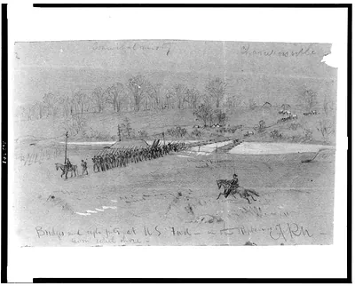 Bridges and rifle pits at U.S. Ford--in the Rappahannock from rebel shore