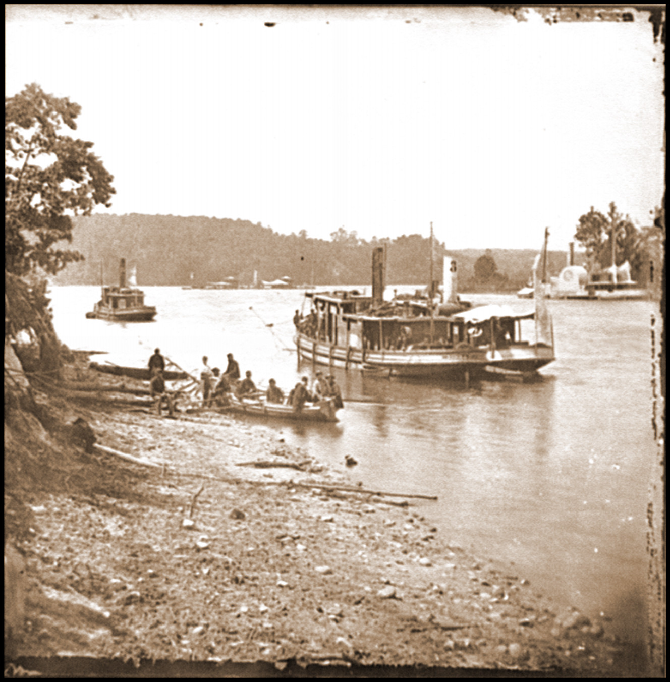 Deep Bottom Va. vicinity. Transport Linda of Philadelphia and a monitor (Onondaga?), 1864 — historic photograph