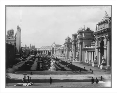 Missouri. St. Louis Exposition, 1905. Sunken Gardens and Palace of Liberal Arts from U.S. Govt. Bldg.