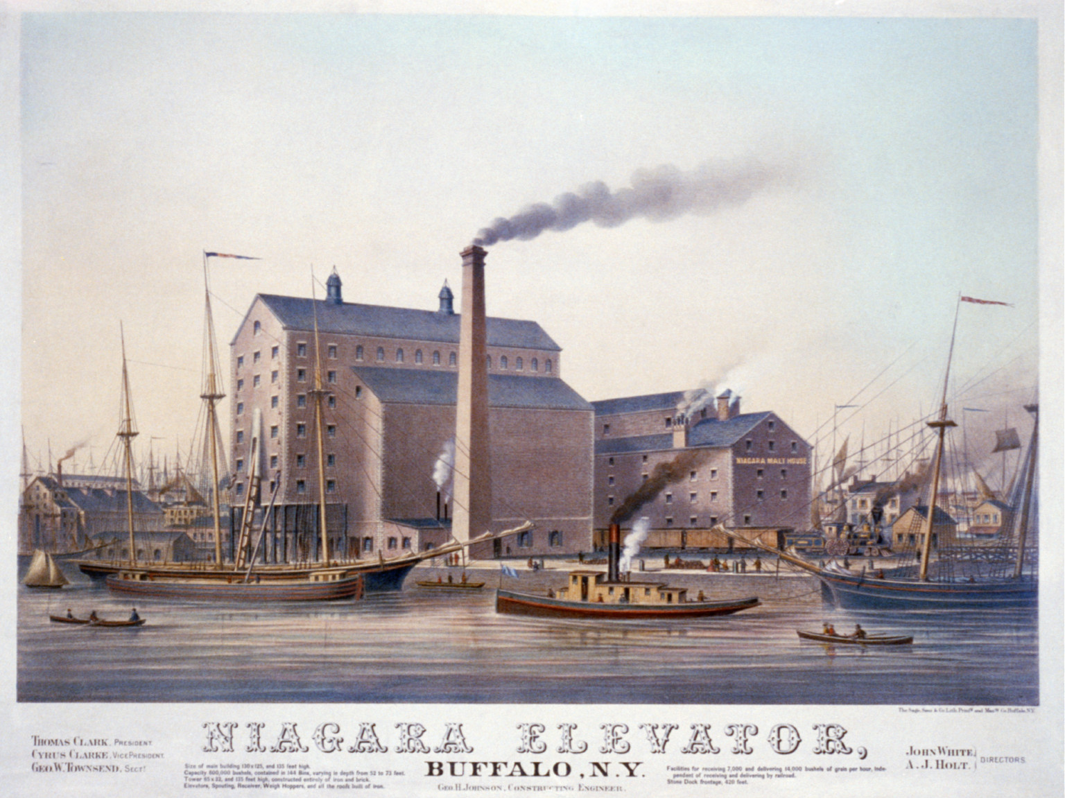Niagara elevator, Buffalo, N.Y. / Sage, Sons & Co. Lith. Print'g and Man'fg Co., Buffalo, N.Y., Buffalo, N.Y. : Sage, Sons & Co. Lith., [187-] — antique lithograph