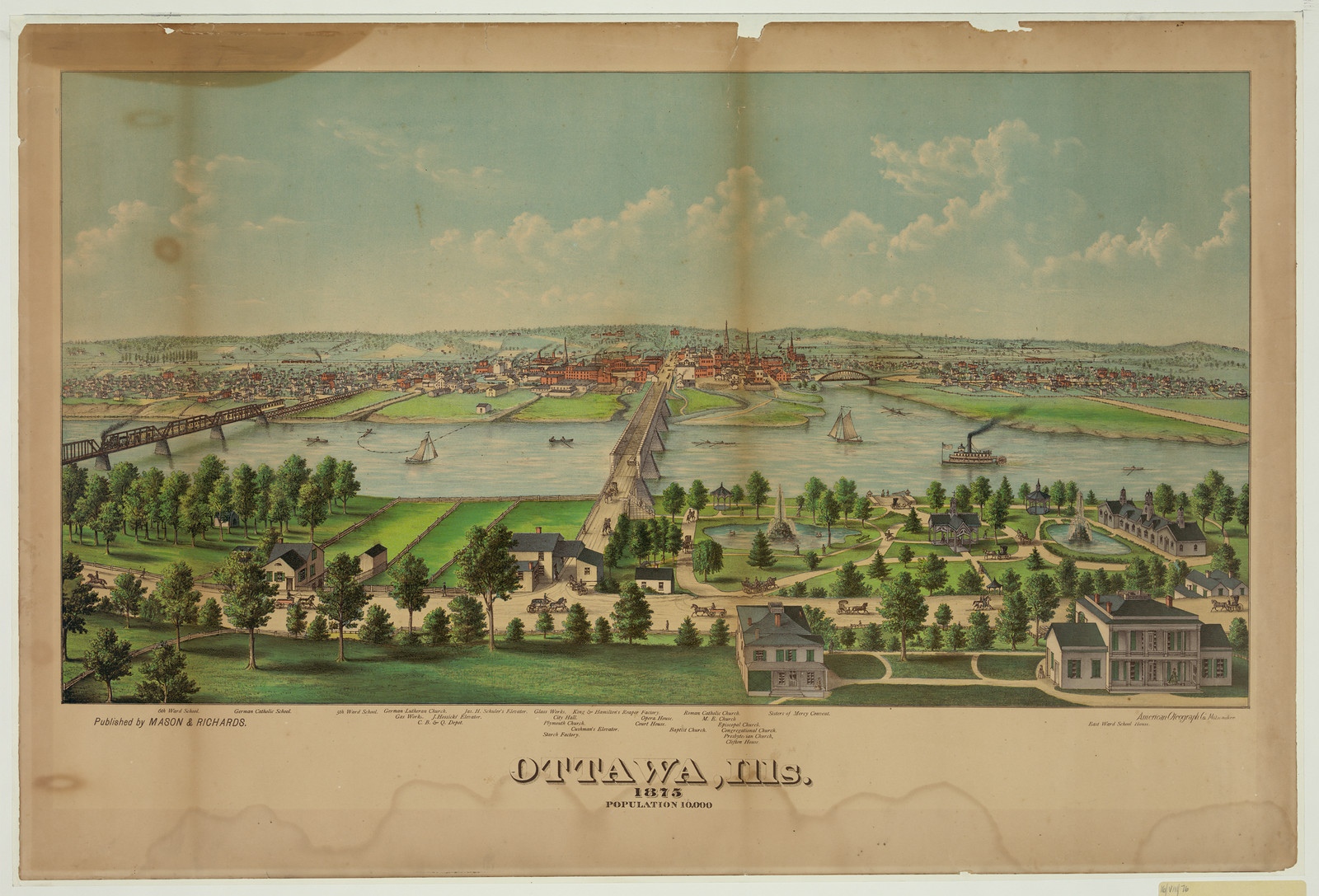 Ottawa 00021 u, Illinois — antique map