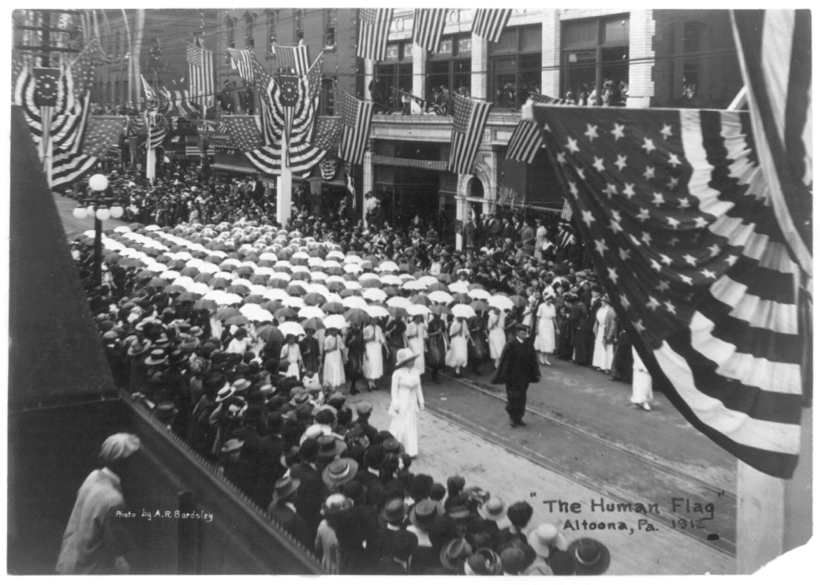 The Human Flag, Altoona, Pa. Photo by A.R. Bardsley, c. 1912 — historic photograph