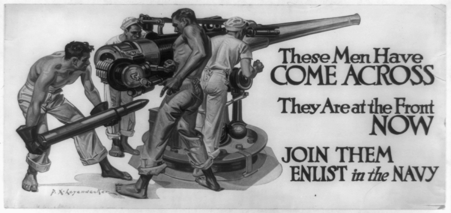 These men have come across they are at the front now. Join them--enlist in the Navy / F.X. Leyendecker., 1918 — vintage poster