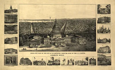 Birds Eye View of the City of Washington from the Dome of the U.S. Capitol, Looking West