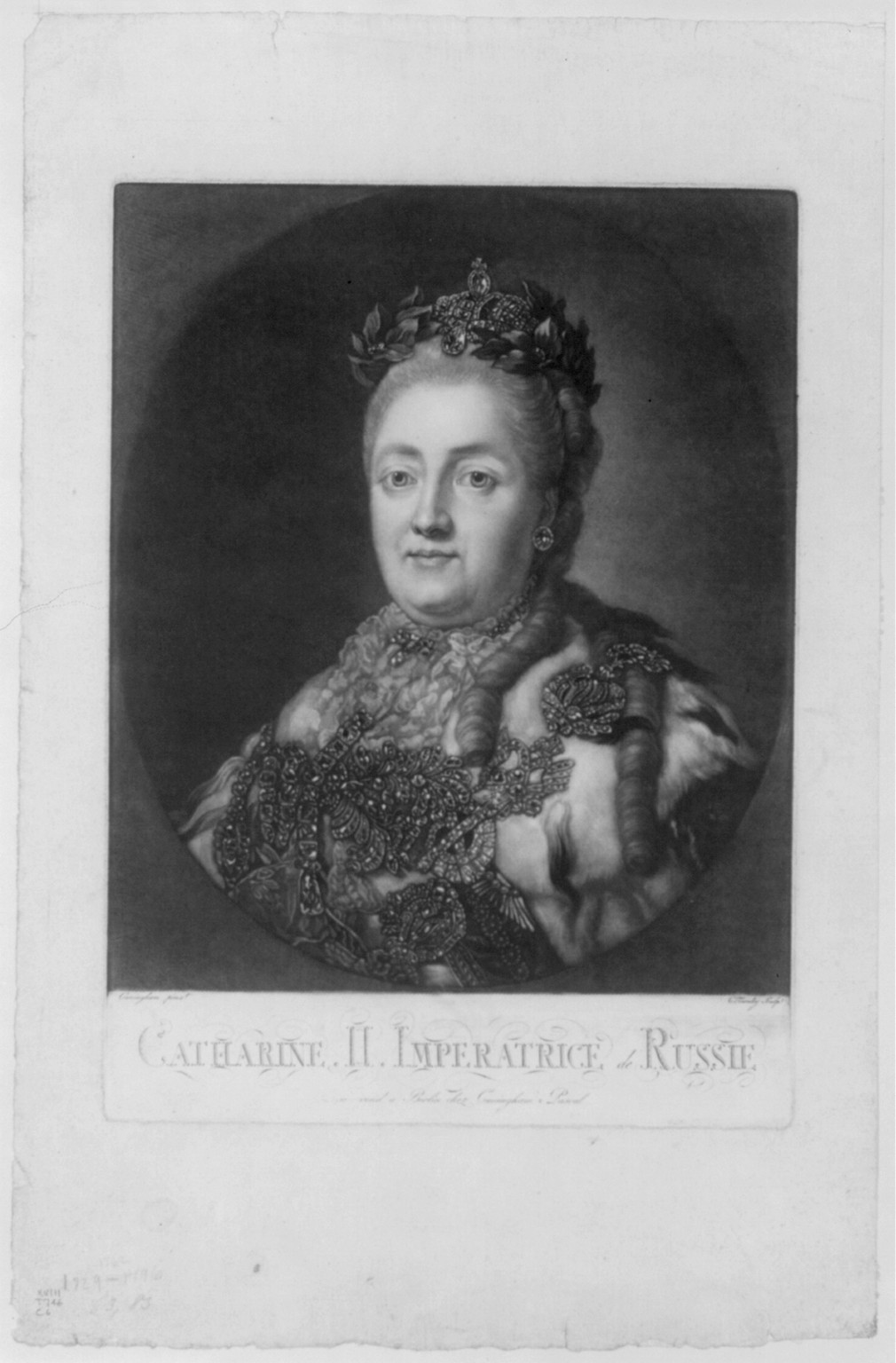 [Bust of Catherine II, Empress of Russia, in jewels], [no date recorded on caption card] — historic print