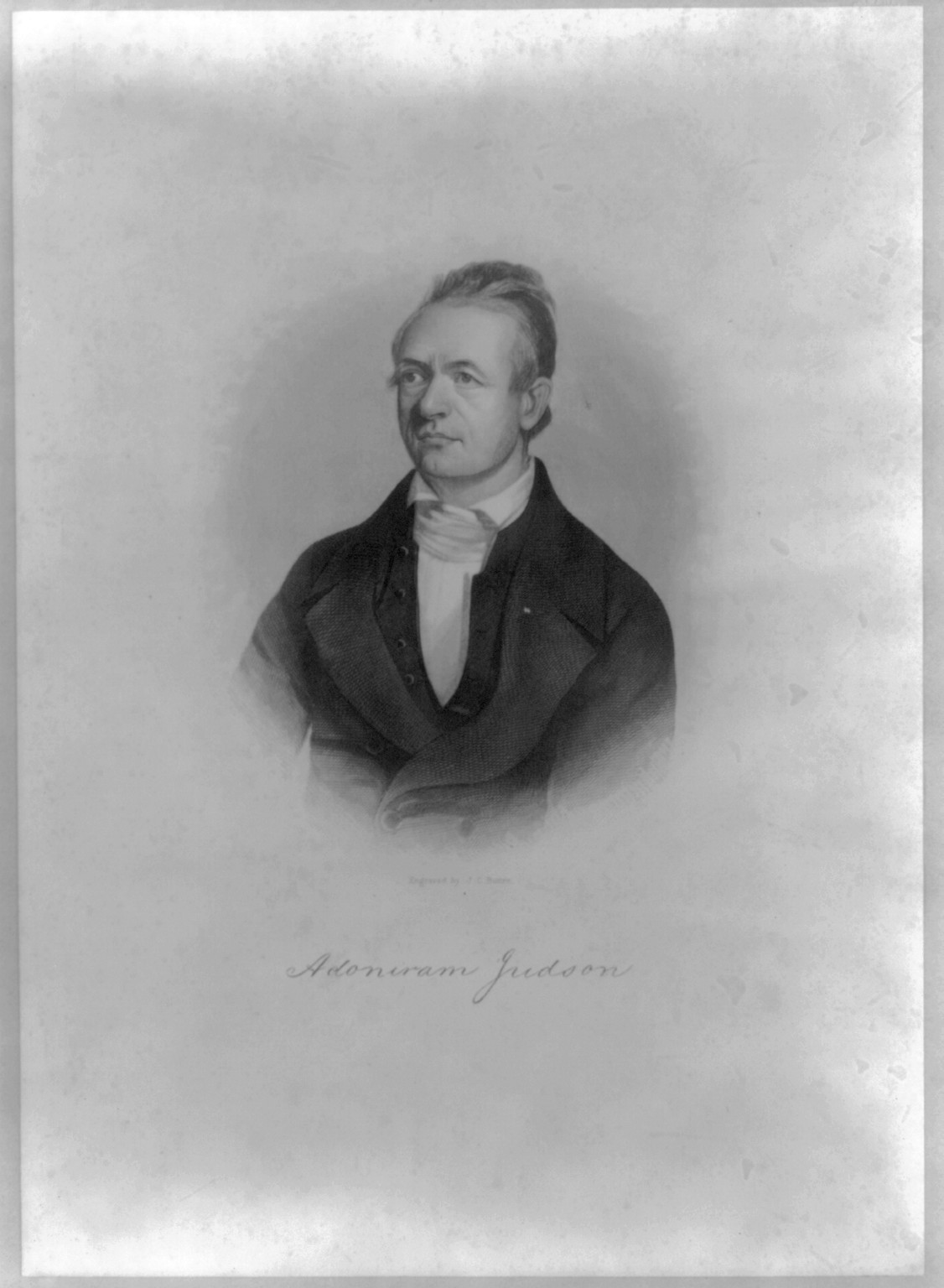[Adoniram Judson, 1788-1850, bust portrait] — antique engraving