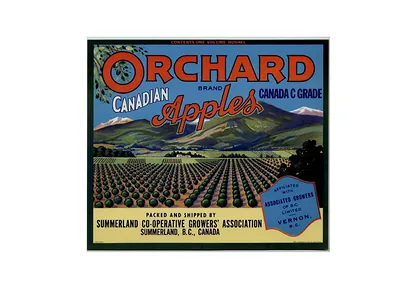 Orchard Canadian Apples crate label, Summerland Co-operative Growers