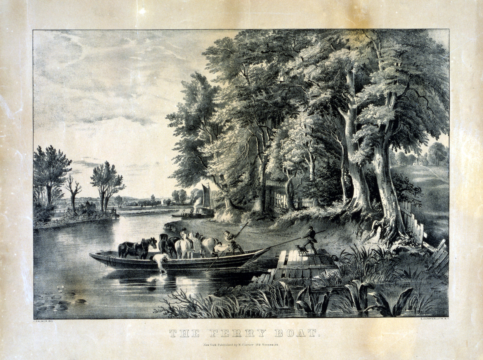 The ferry boat / F. Palmer, del. ; N. Currier Lith. N.Y., 1847 — historic image