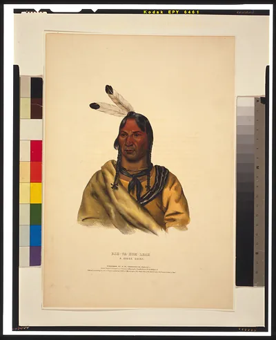 Esh-Ta-Hum-Leah, a Sioux chief / drawn, printed & coloured at I.T. Bowen's Lithographic Establishment.