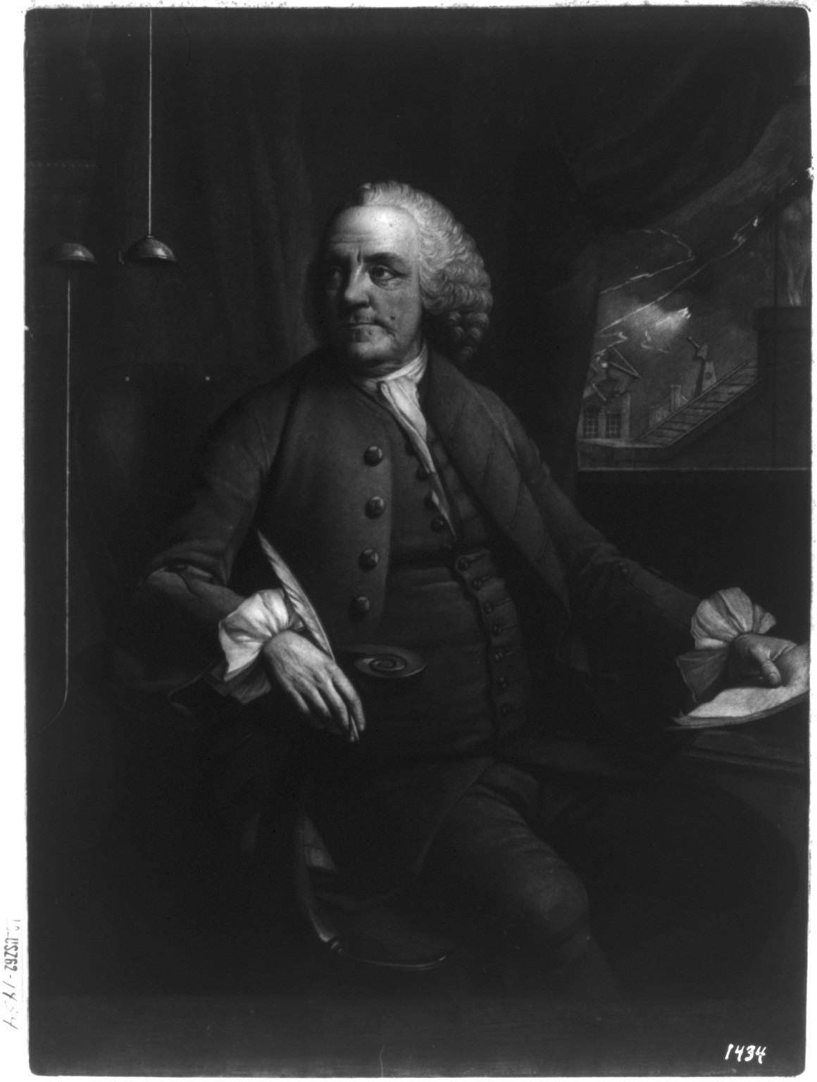 B. Franklin of Philadelphia - L.L.D. F.R.S. / M. Chamberlin pinxt. ; E. Fisher fecit., [between 1763 and 1785] — historic print
