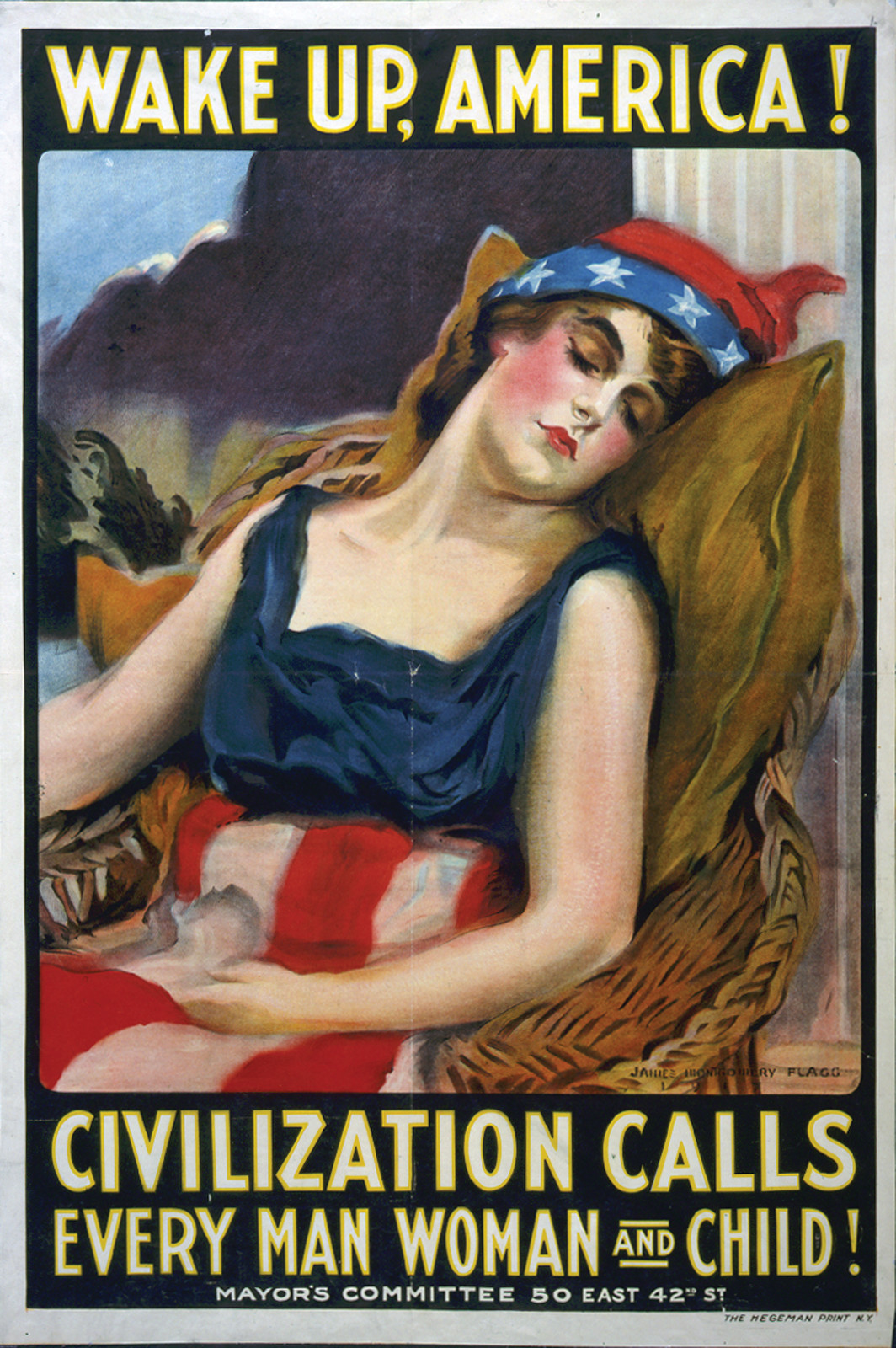 Wake up America! Civilization Calls Every Man, Woman And Child! James Montgomery Flagg, c. 1917 — vintage poster