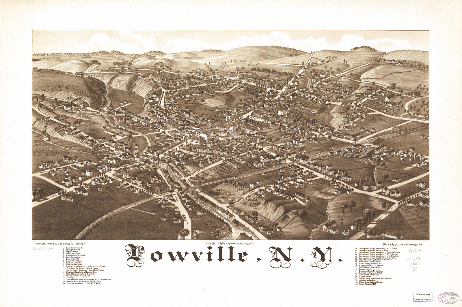 Lowville, New York, 1885, 1885 — antique map