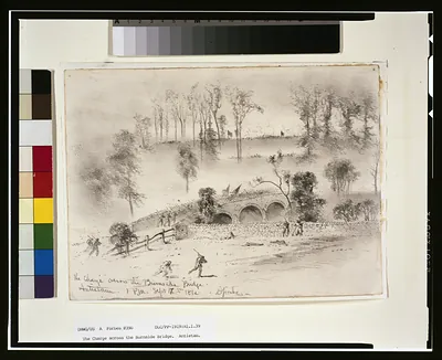 The charge across the Burnside Bridge--Antietam / E. Forbes.