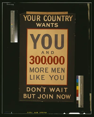 Your country wants you and 300,000 more men like you. Don't wait but join now / printed by C.W. Faulkner & Co., Ltd., London, E.