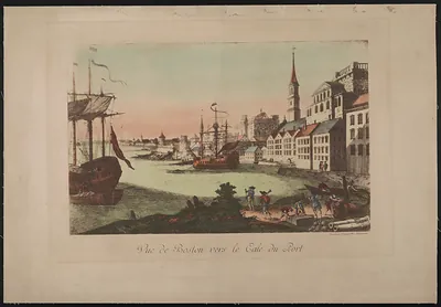 Vue de Boston vers le cale du port / gravé par François Xav. Habermann.