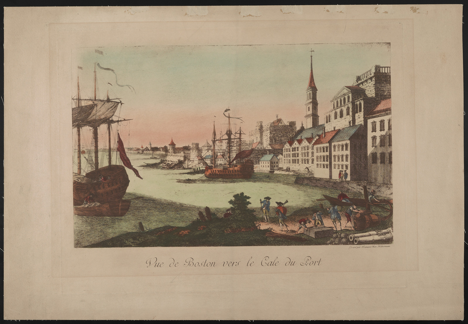 Vue de Boston vers le cale du port / gravé par François Xav. Habermann. — historic print