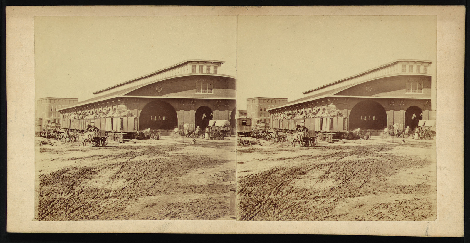Car shed - Atlanta during last days of occupation by Genl. Shermans Army destroyed, 1864 — historic photograph