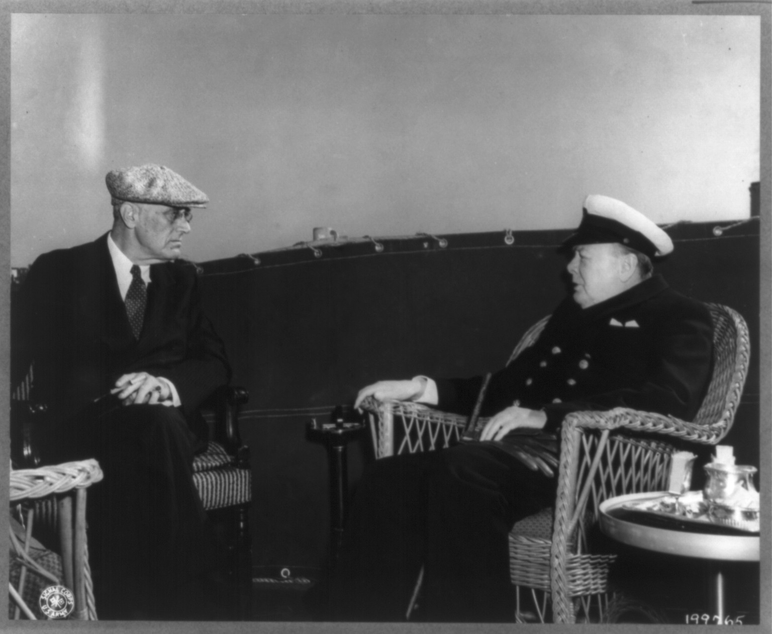 Franklin D. Roosevelt and Winston Churchill aboard warship, Yalta Conference, 1945 Feb. 2. — historic photograph