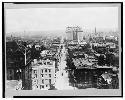 Hotel Belvidere [sic], North Charles Street from Washington Monument