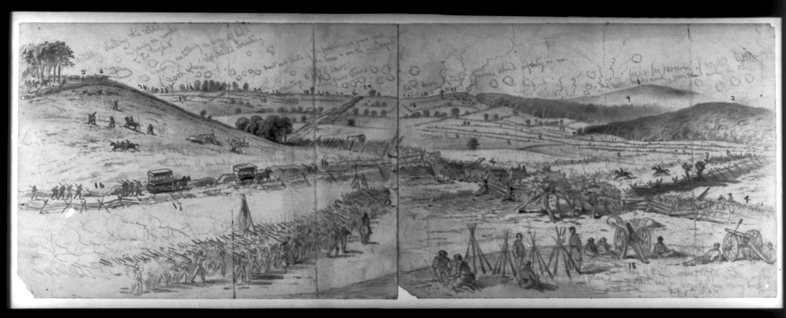 The battle of Gettysburg / EF., 1863 July 3. — historic drawing