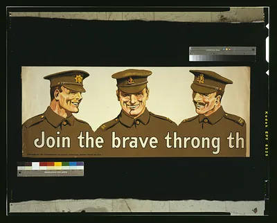 Join the brave throng that goes marching along / Gerald Wood ; printed by Beck & Inchbold, Ltd., Leeds and London.