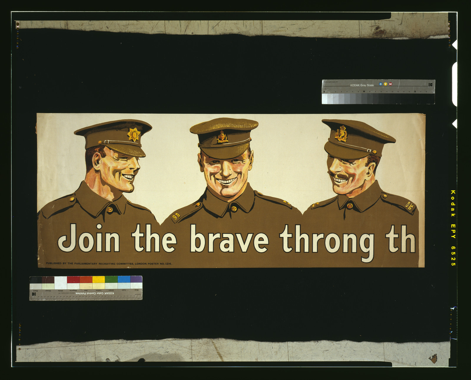 Join the brave throng that goes marching along / Gerald Wood ; printed by Beck & Inchbold, Ltd., Leeds and London., London : Parliamentary Recruiting Committee, [1915] — vintage poster
