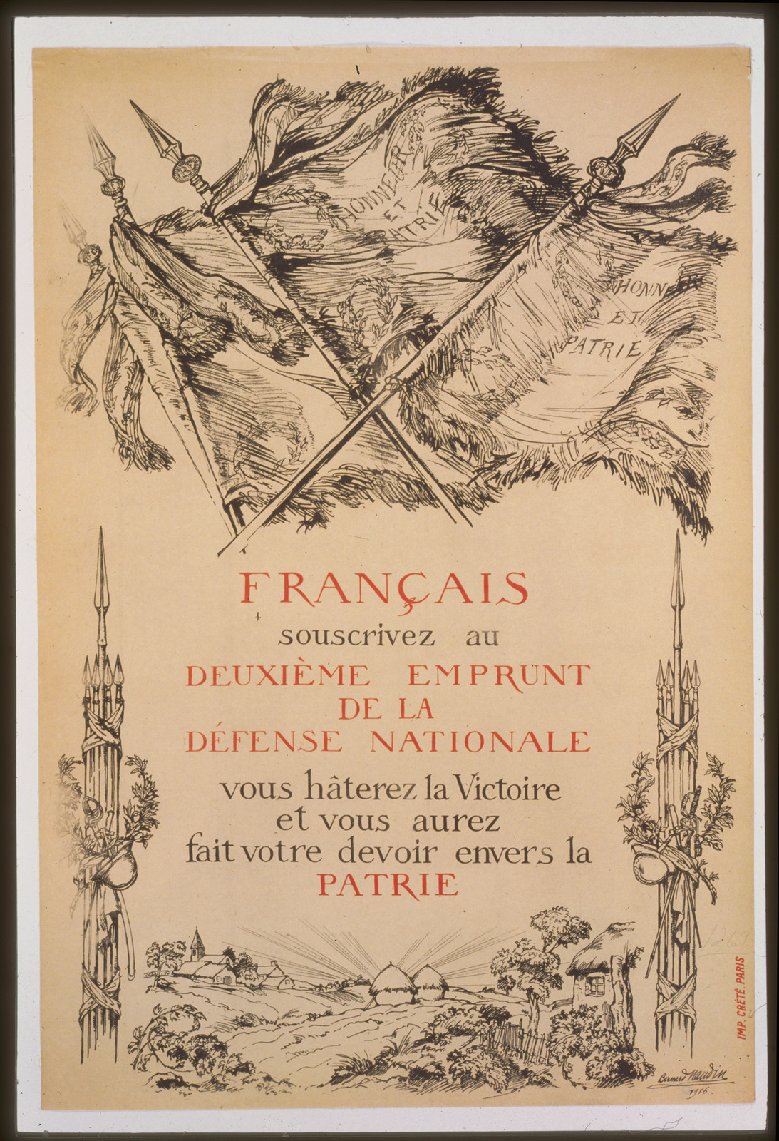 Franccedilais souscrivez au deuxieacuteme Emprunt de la Deacutefense Nationale, 1916 — vintage poster