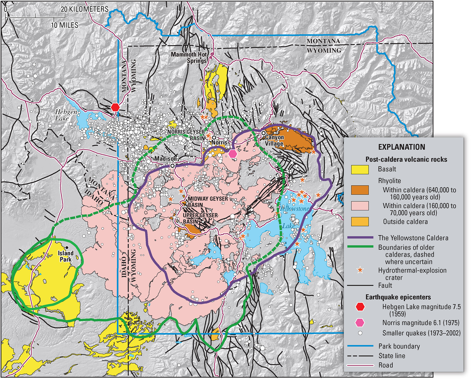 Yellowstone Caldera map2 USGS — antique map
