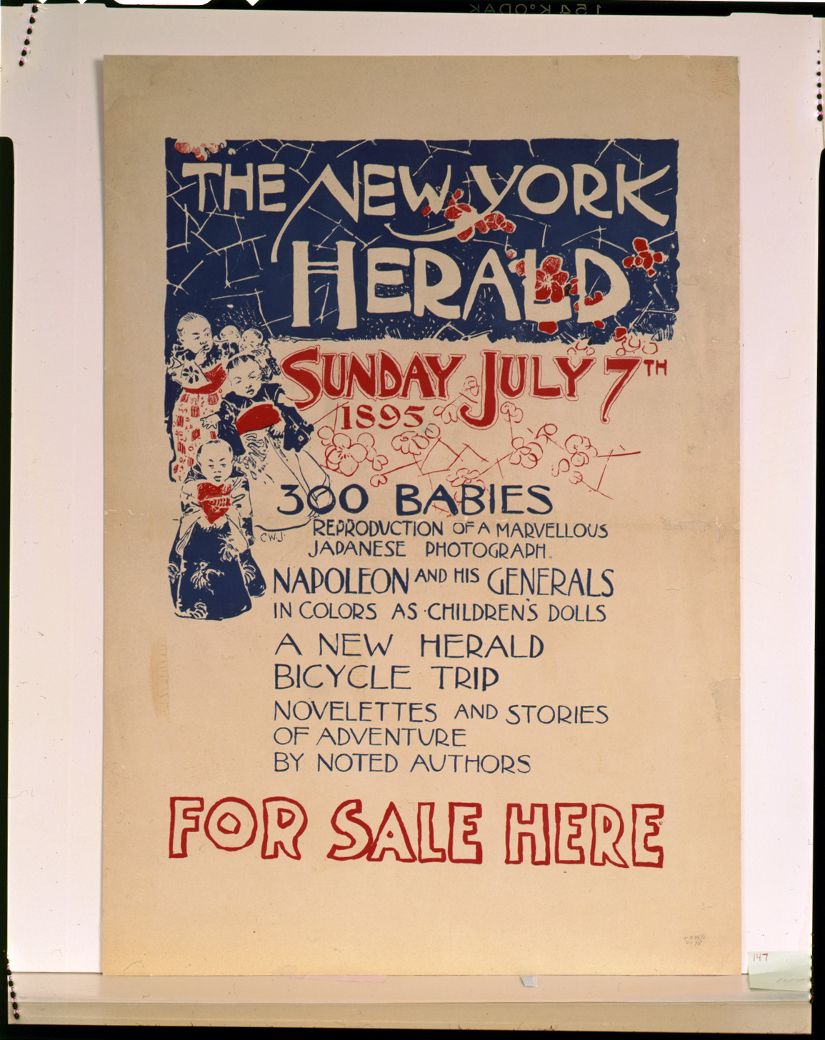 The New York Herald--Sunday July 7th, 1895--300 babies, reproduction of a marvellous Japanese photograph--Napoleon and his generals in colors as children's dolls / W.J., 1895 — historic photograph