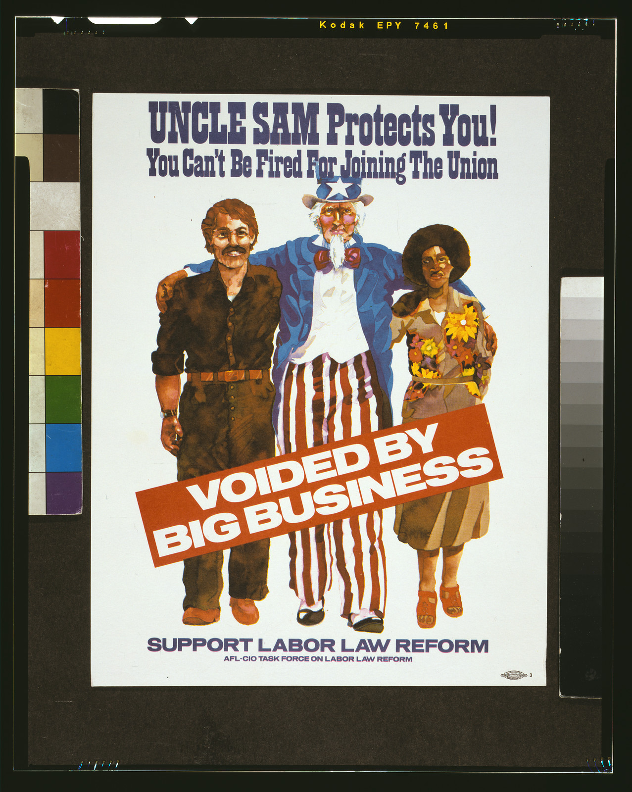 Uncle Sam protects you! : you can't be fired for joining the union, [between 1965 and 1980] — vintage poster