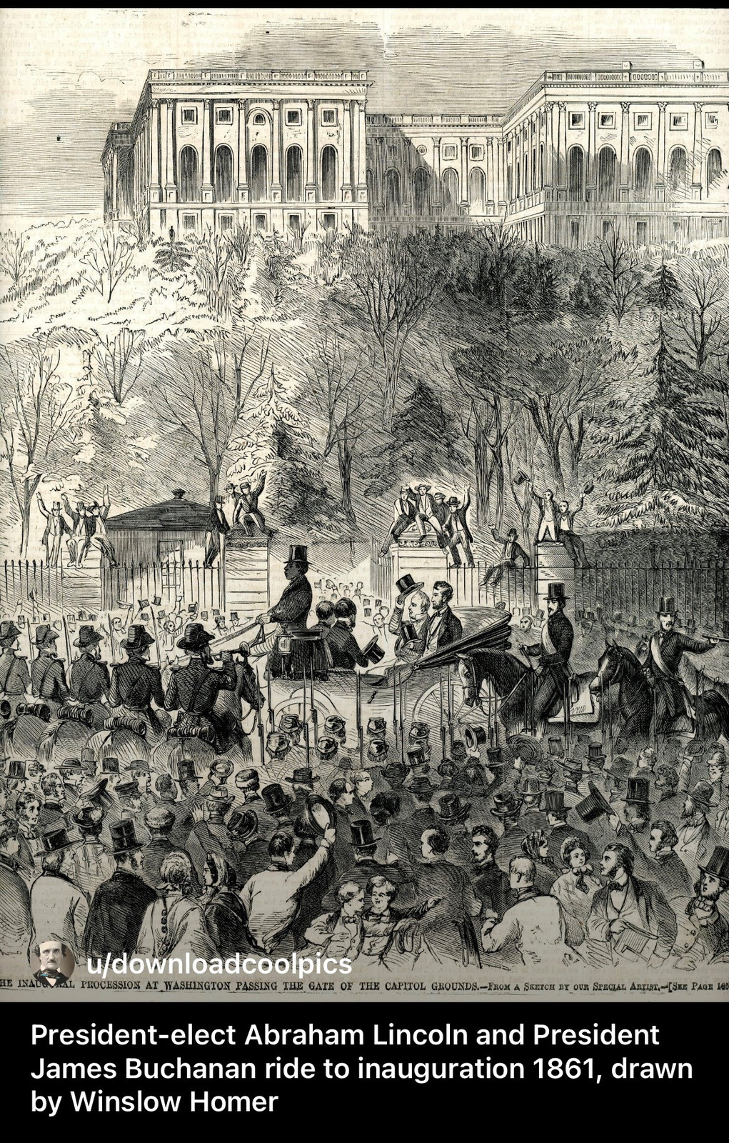 The Inaugural Procession at Washington Passing the Gate of the Capitol Grounds — historic image