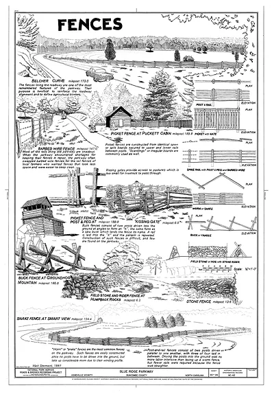 Fences, Blue Ridge Parkway fence types drawing